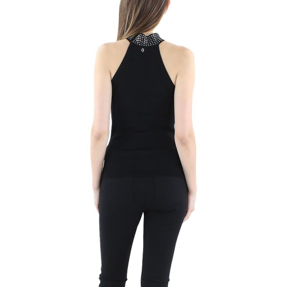 Guess Womens Celeste Black Halter Embellished Tank Top Sweater Shirt NWT - Picture 2 of 2